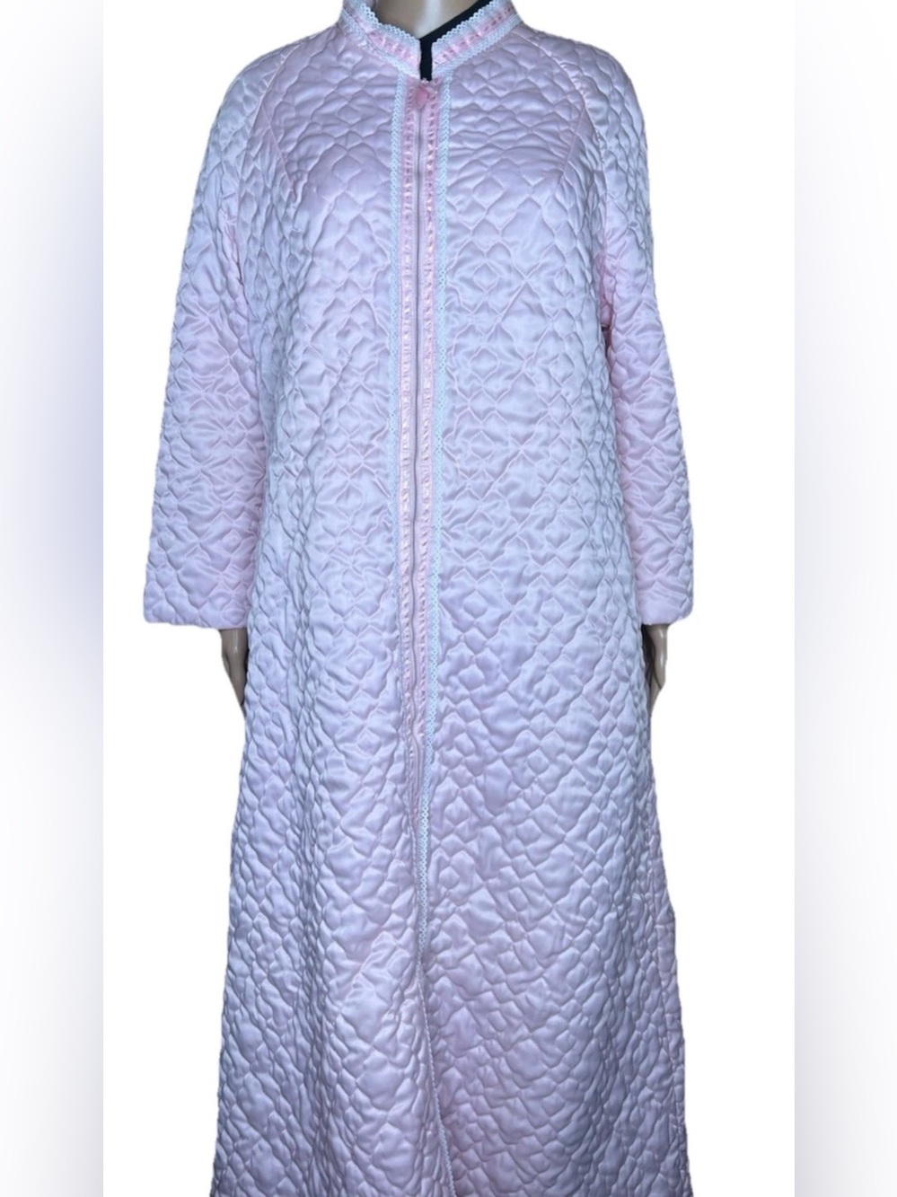 Vintage DEADSTOCK Pink Quilted Long Zip Robe Barbizon- Womens Cozy Loungewear - Picture 9 of 9